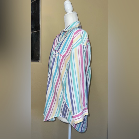 Diane Von Furstenberg Vintage Striped Button Up Quarter Sleeve 80’s Shirt Size M - Picture 5 of 10